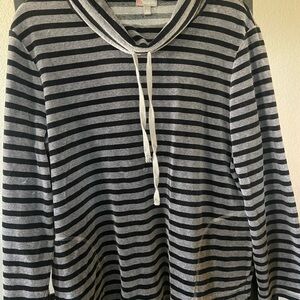 Talbots Gray and Black Striped Top